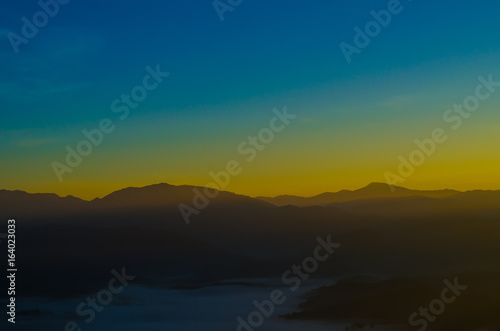 Colorful Sunrise over the mountain hills,Sunrise in mountains,Sunrise landscape