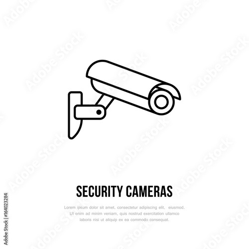 Security camera vector flat icon, safety system logo. Flat sign for video monitored zone.
