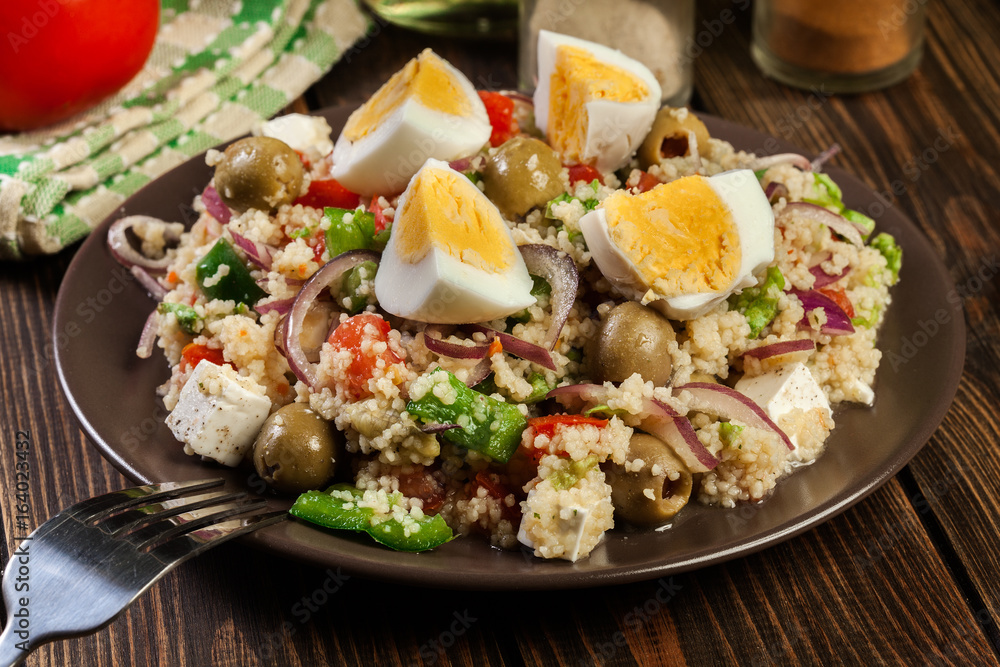 Fresh salad with couscous and eggs Fresh salad with couscous and eggs