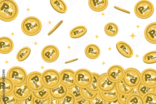 キラキラした金色のコインが飛んでいるベクター背景画像