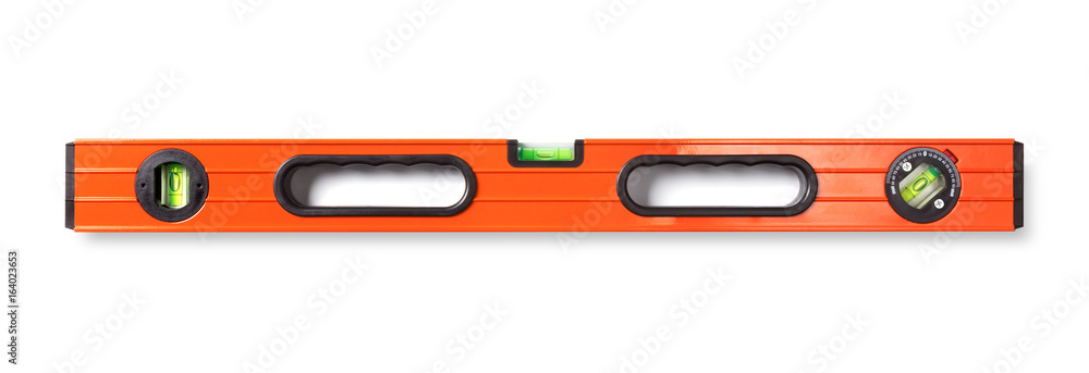 Obraz premium Orange level tool isolated on white background.