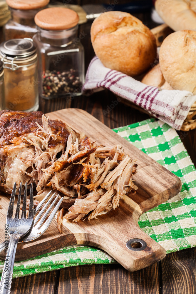 Fototapeta premium Slow cooked pulled pork shoulder