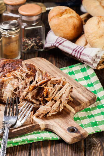 Slow cooked pulled pork shoulder