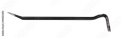 Black crowbar isolated on white background.