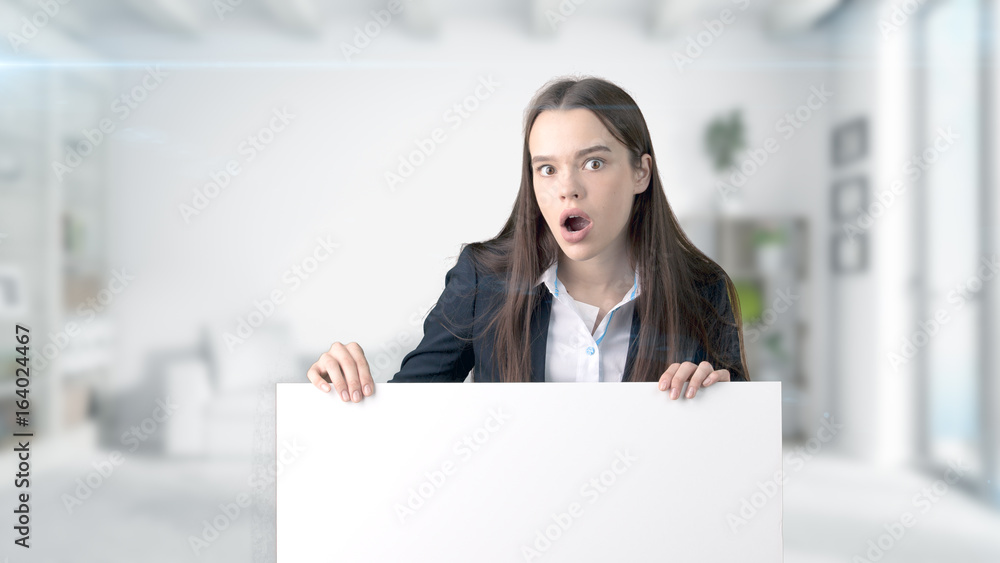 Young Business woman over interior background Young Business woman over interior background