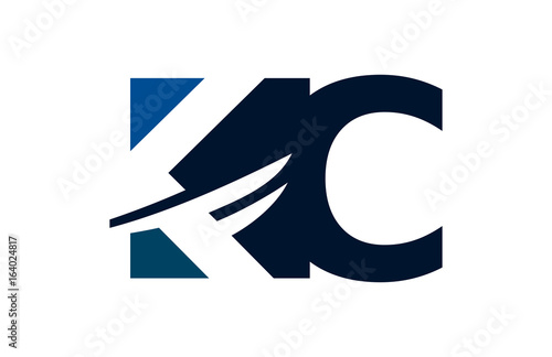 KC Negative Space Square Swoosh Letter Logo