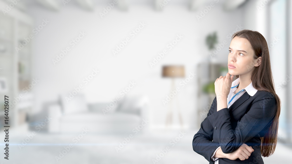 Young Business woman over interior background Young Business woman over interior background