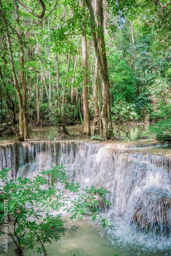 Huay Mae khamin waterfall in National Park Srinakarin  Kanchanaburi  western of Thailand