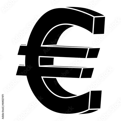 Schwarz-weißes 3D-Eurosymbol / Vektor, freigestellt