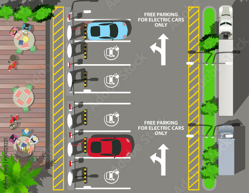 top view free parking for electric cars only restaurant near parking