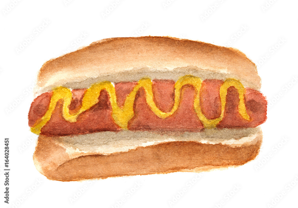 Hot Dog With Mustard Hand Drawing Stock Illustration - Download
