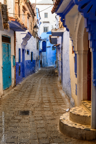 Alley in the Blue City Chefchaouen, Morocco © Deyan