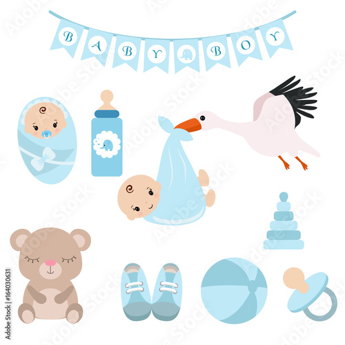 Newborn baby icons set