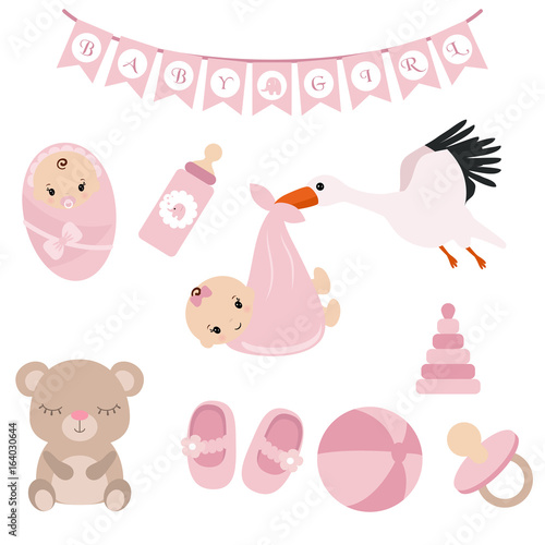 Newborn baby icons set