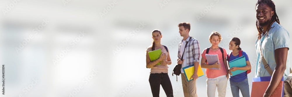 Students in front of blurred background Students in front of blurred background