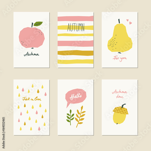 set of decorative autumn cards
