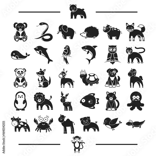 nature, sea, forest and other web icon in black style.birds, domestic, wild, icons in set collection.