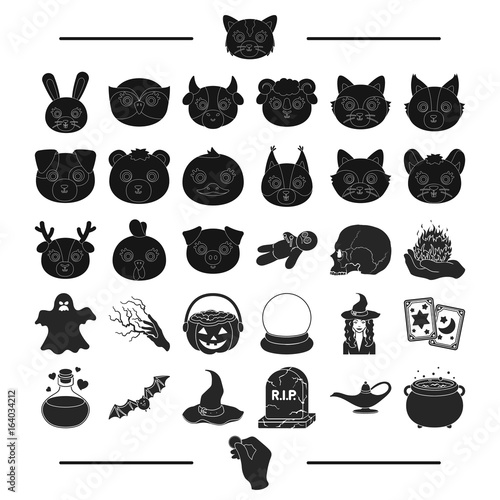 fairy tale, entertainment and other web icon in black style.beasts, nature, magic icons in set collection.