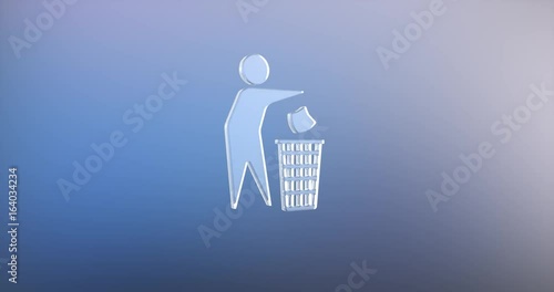 Animated Trash Man Glass 3d Icon Loop Modules for edit with alpha matte
