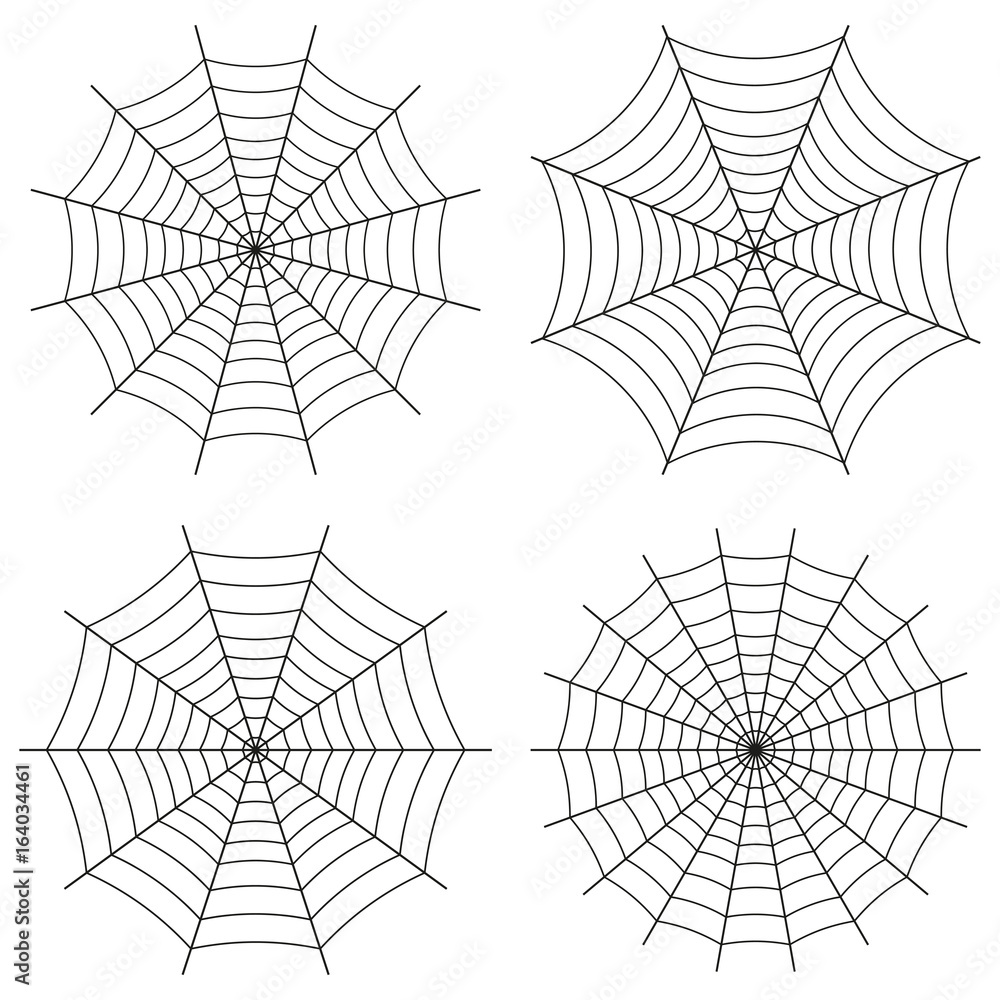 Fototapeta premium Spider web, vector set of icons. Cute Gothic style.