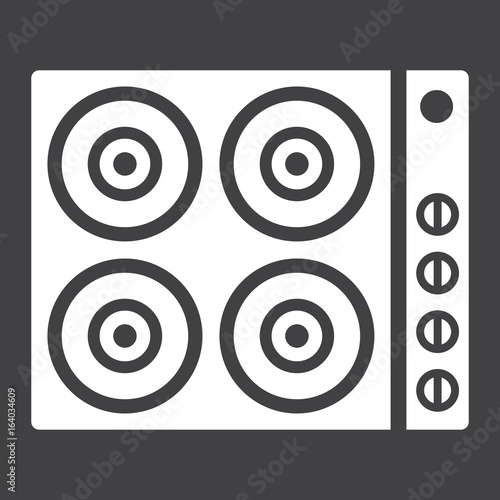 electric hot plate glyph icon  electrical stove and appliance  vector graphics  a solid pattern on a black background  eps 10.