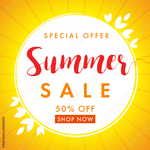 Summer sale special offer banner. End of Summer Sale banner vector design template discount