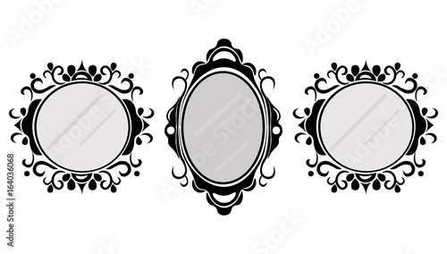 Vintage mirror frames set. Vector collection of round and square vintage fram...