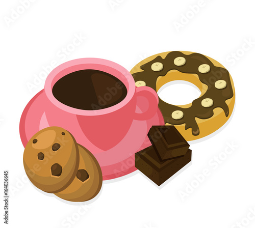 Coffee cup and sweets delicious Vector. Modern icons for coffee shop and coff...