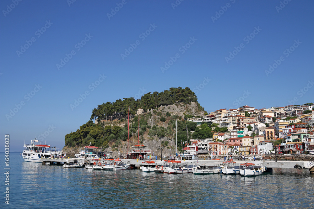 old castle and colorful buildings Parga Greece