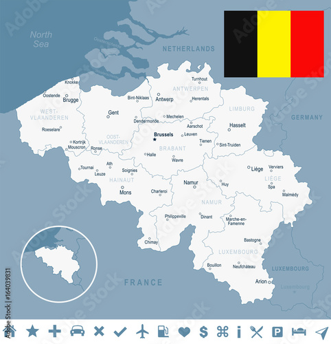 Belgium - map and flag illustration