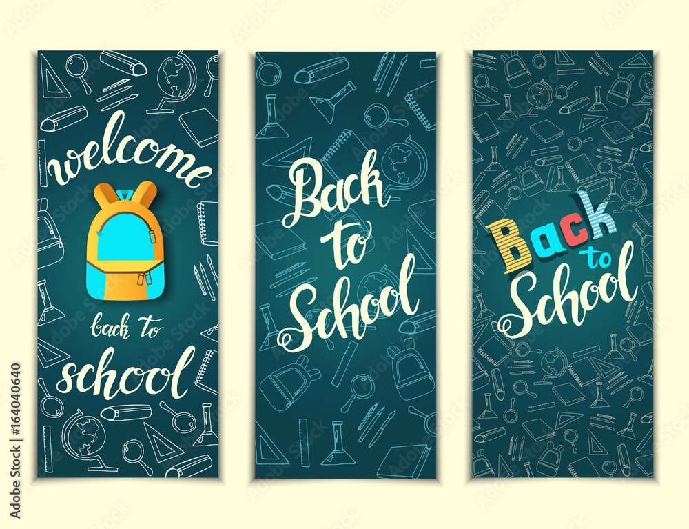 Naklejka premium Design Web banners. Hand written trendy quote 'Back to school