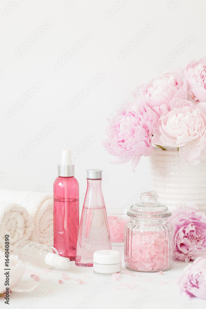 bath and spa with peony flowers beauty products towels bath and spa with peony flowers beauty products towels