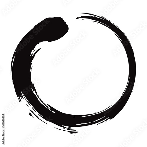Enso Zen Circle Brush Black Ink Vector Illustration  photo
