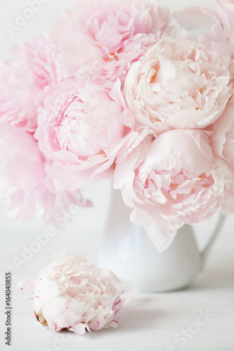 beautiful pink peony flowers bouquet in vase