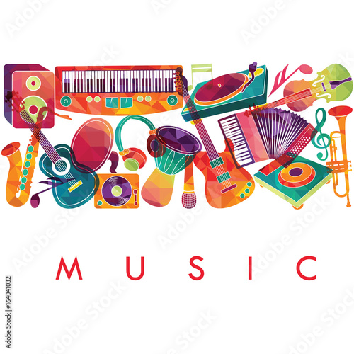Colorful music background. Vector illustration