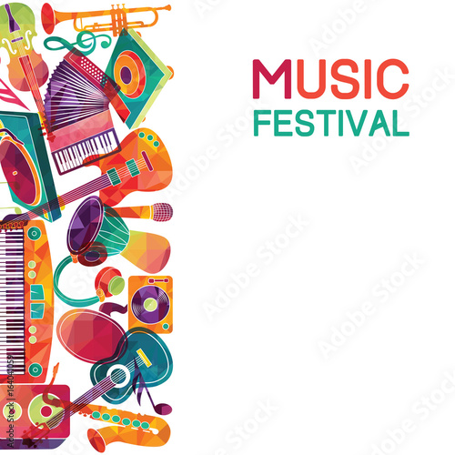 Colorful music background. Vector illustration