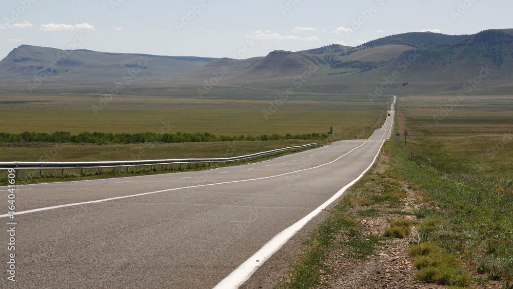 The winding highway through the desert.