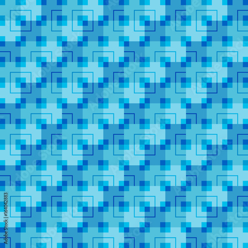 Seamless blue pattern with square elements