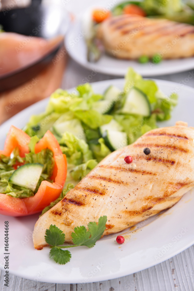 grilled chicken fillet with salad