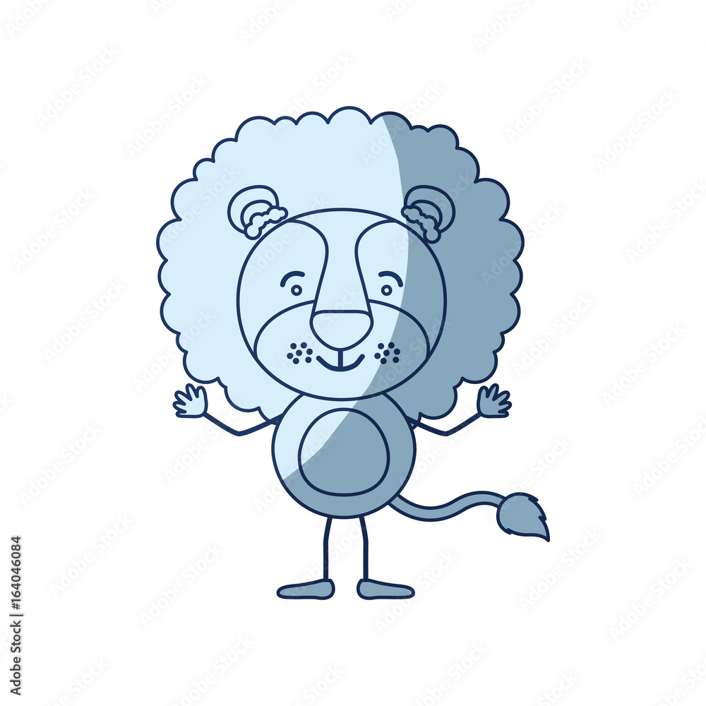 blue color shading silhouette caricature of lion tranquility expression vector illustration blue color shading silhouette caricature of lion tranquility expression vector illustration