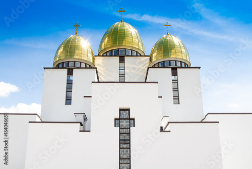 Ukrainian Church against the blue sky. Syhiv, Lviv