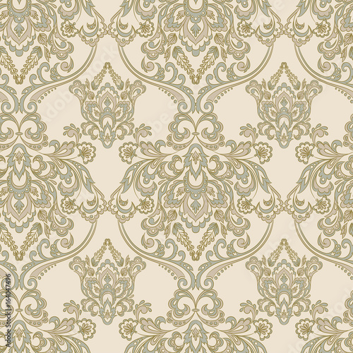 Vector floral wallpaper. Classic Baroque floral ornament. Seamless vintage pattern