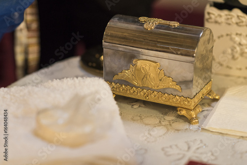 January 21st, 2017 - BUCHAREST - Inside views of Vatra Luminoasa church, at christening time photo