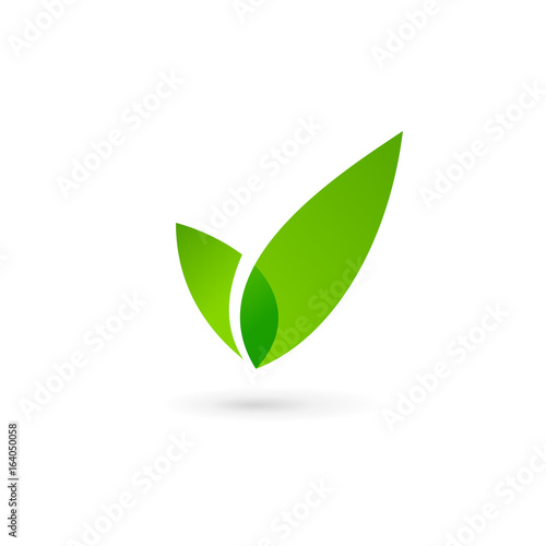 Eco leaves check mark logo icon design template elements