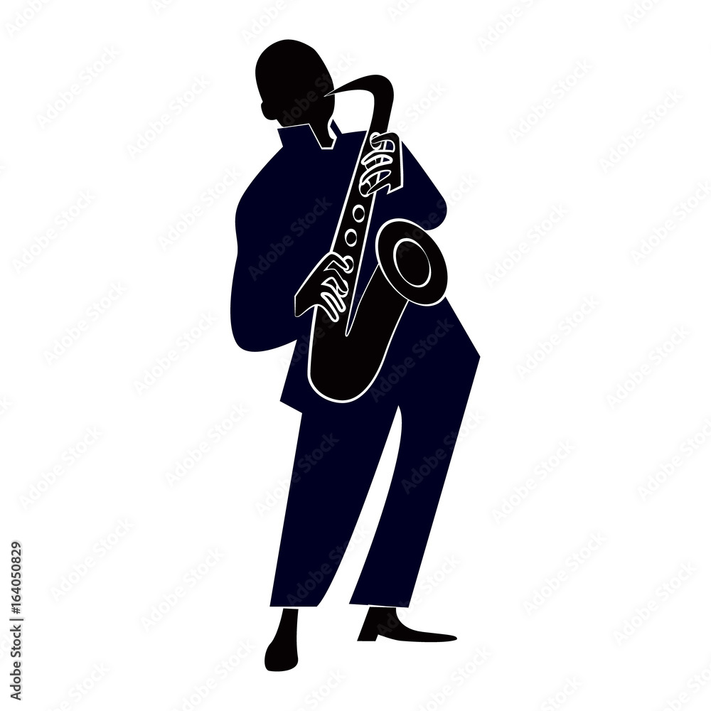 Naklejka premium Jazz band with singer, saxophone