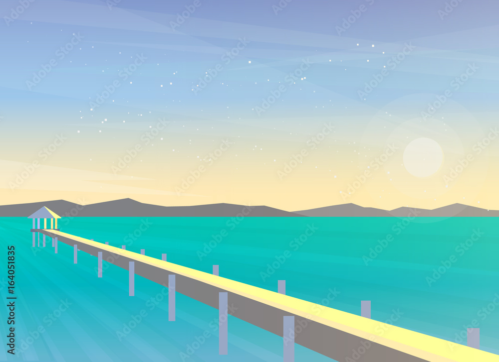 Obraz premium Tropical beach and bungalows 