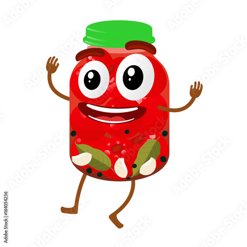 Pickles glass jar cartoon illustration