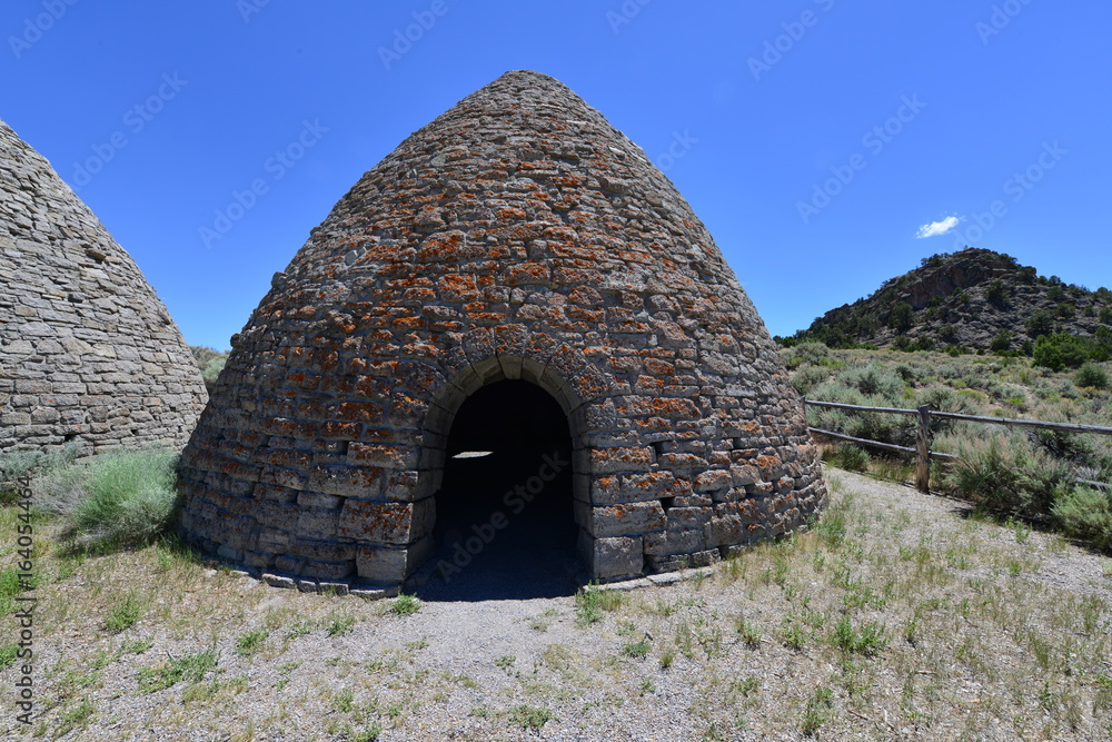 Charcoal ovens used for creating charcoal for the smelting of ore in Nevada in the early 20th century.