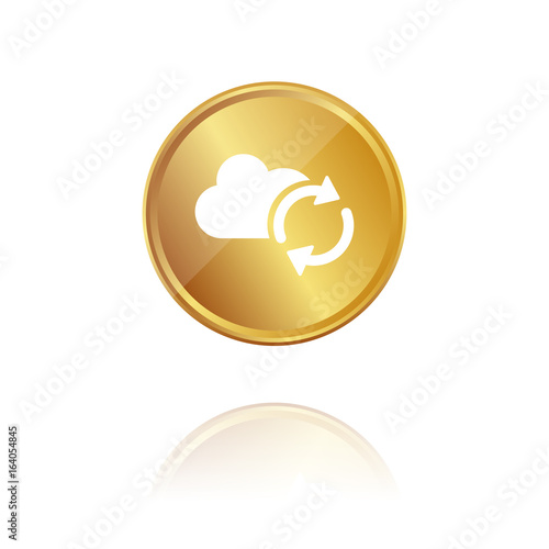 Wolke mit Synchronisation - Gold Münze mit Reflektion