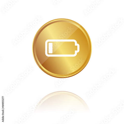 Fast Leere Batterie - Gold Münze mit Reflektion